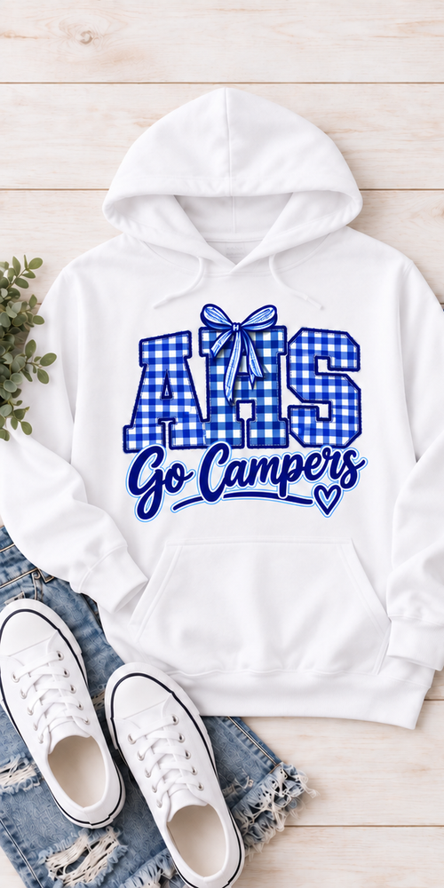 Allegany AHS Gingham Bow Hoodie — White individual mockup