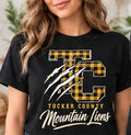 Tucker County Mountain Lions – Plaid TC Claw — T-shirt individual mockup