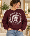 Bishop Walsh Spartan Heritage maroon Crewneck on boutique model