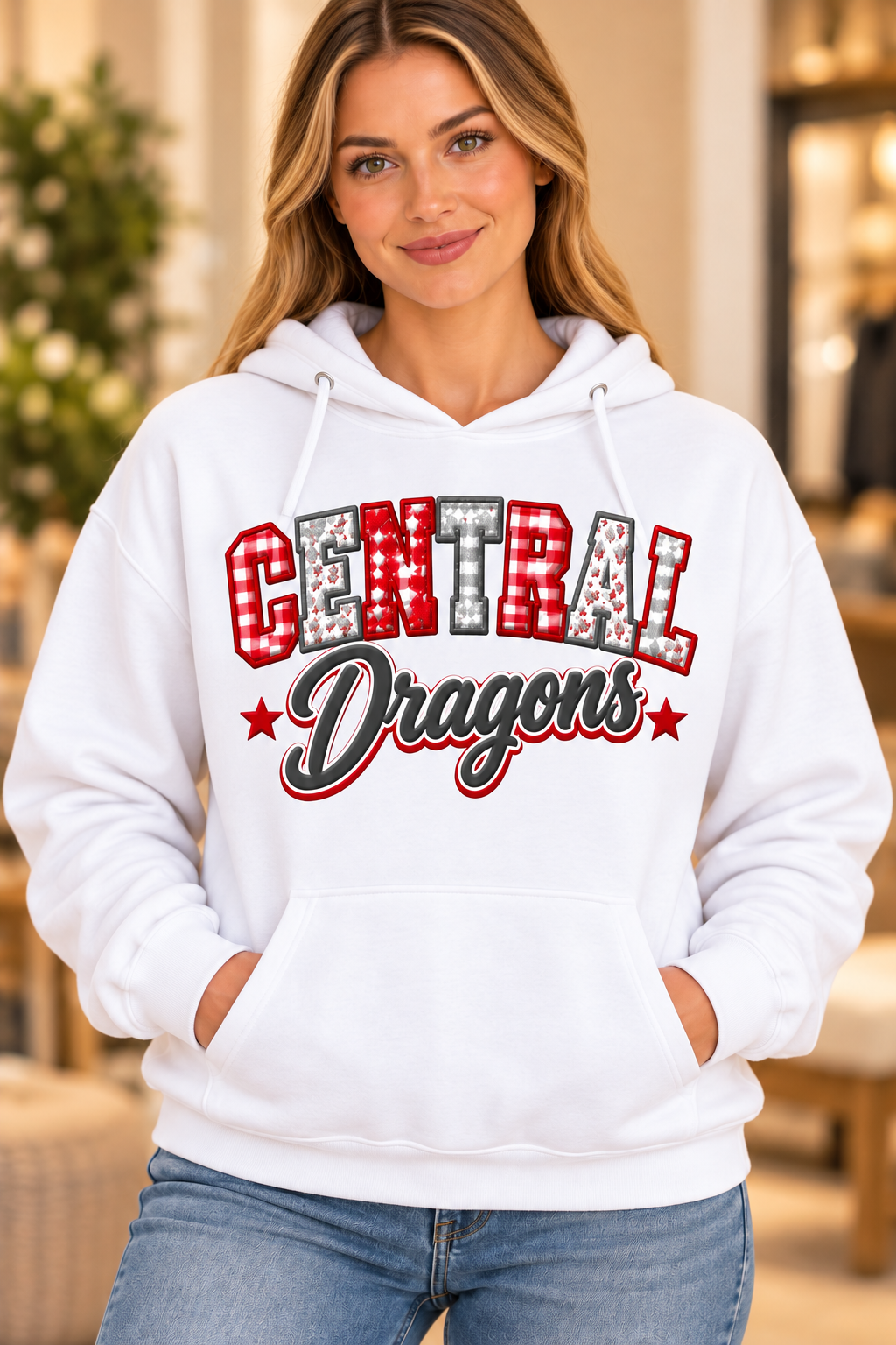 Central Dragons Design 10 White Hoodie