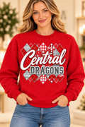 Central Dragons Design 12 Red Crewneck