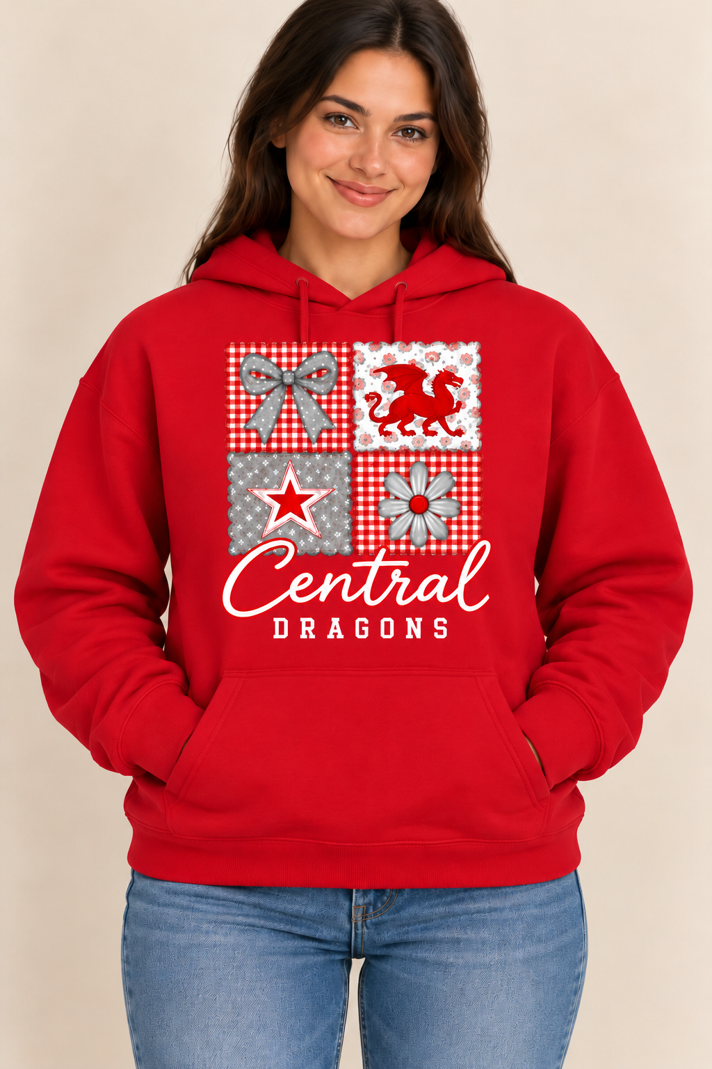 Central Dragons Design 3 Red Hoodie