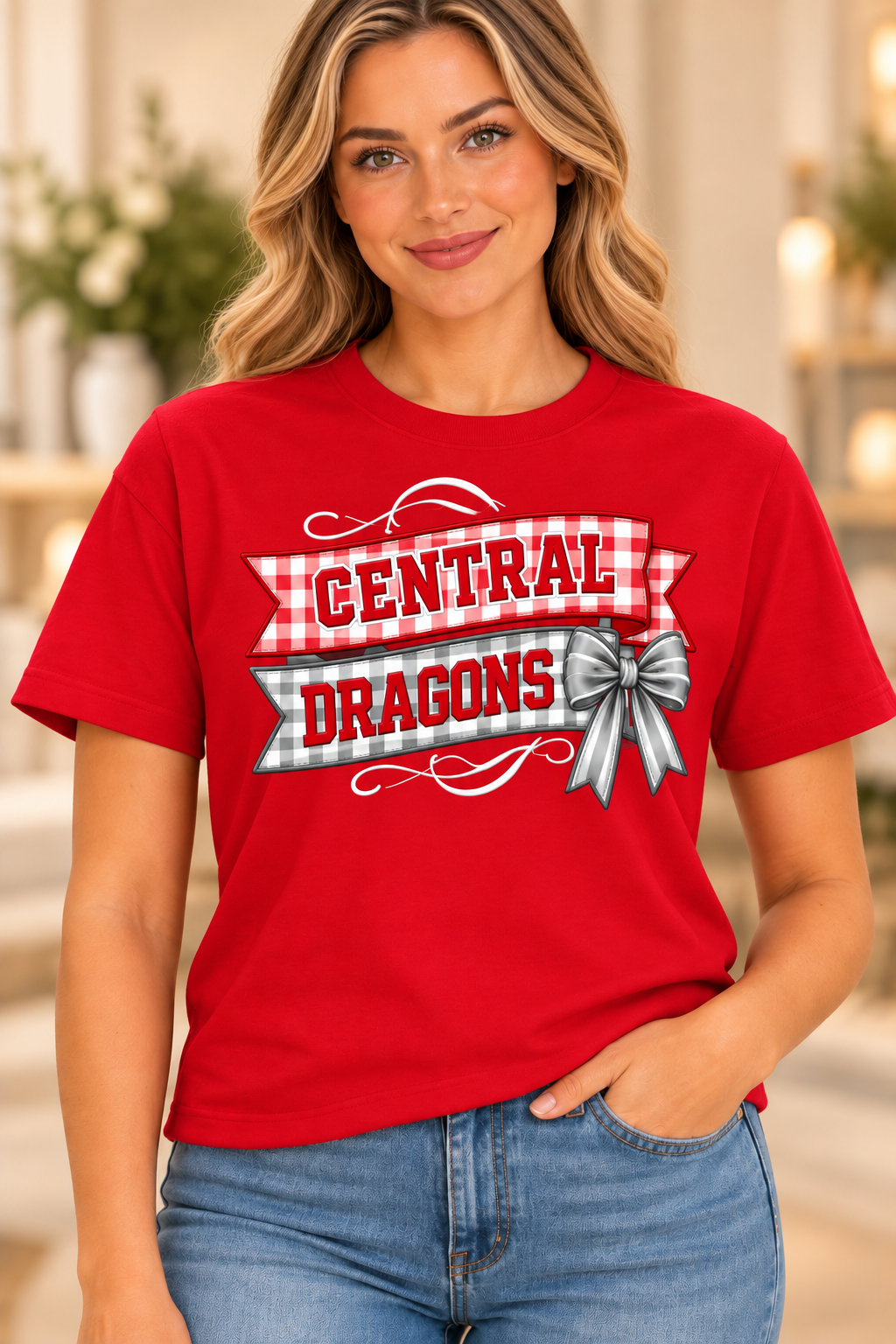 Central Dragons Design 9 Red T-shirt