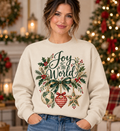 Joy to the World Ornaments Sand Crewneck model mockup
