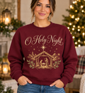 O Holy Night Nativity Maroon Crewneck model mockup