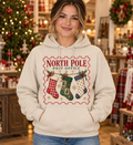 North Pole Post Office Stockings Sand Hoodie model mockup