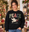 Peace on Earth Patchwork Black Crewneck model mockup