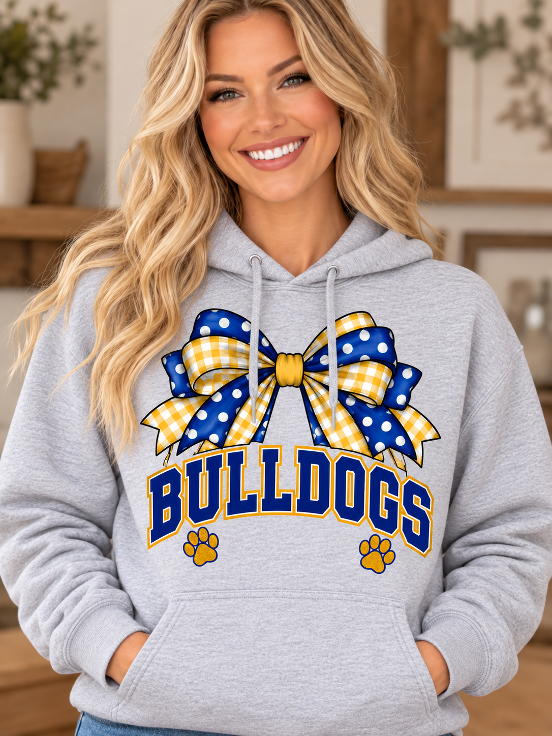 Claysburg Kimmel Bulldogs Bow and Paws Sport Gray Hoodie
