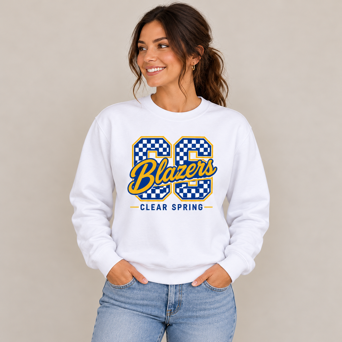Clear Spring Blazers CS4 Crewneck — corrected mockup