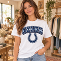 COLTS Horseshoe White T Shirt boutique model
