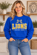 Chestnut Ridge Lions Polka Dot Bow Crewneck — Royal Blue