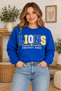 Chestnut Ridge Lions Mixed Pattern Lions Crewneck — Royal Blue