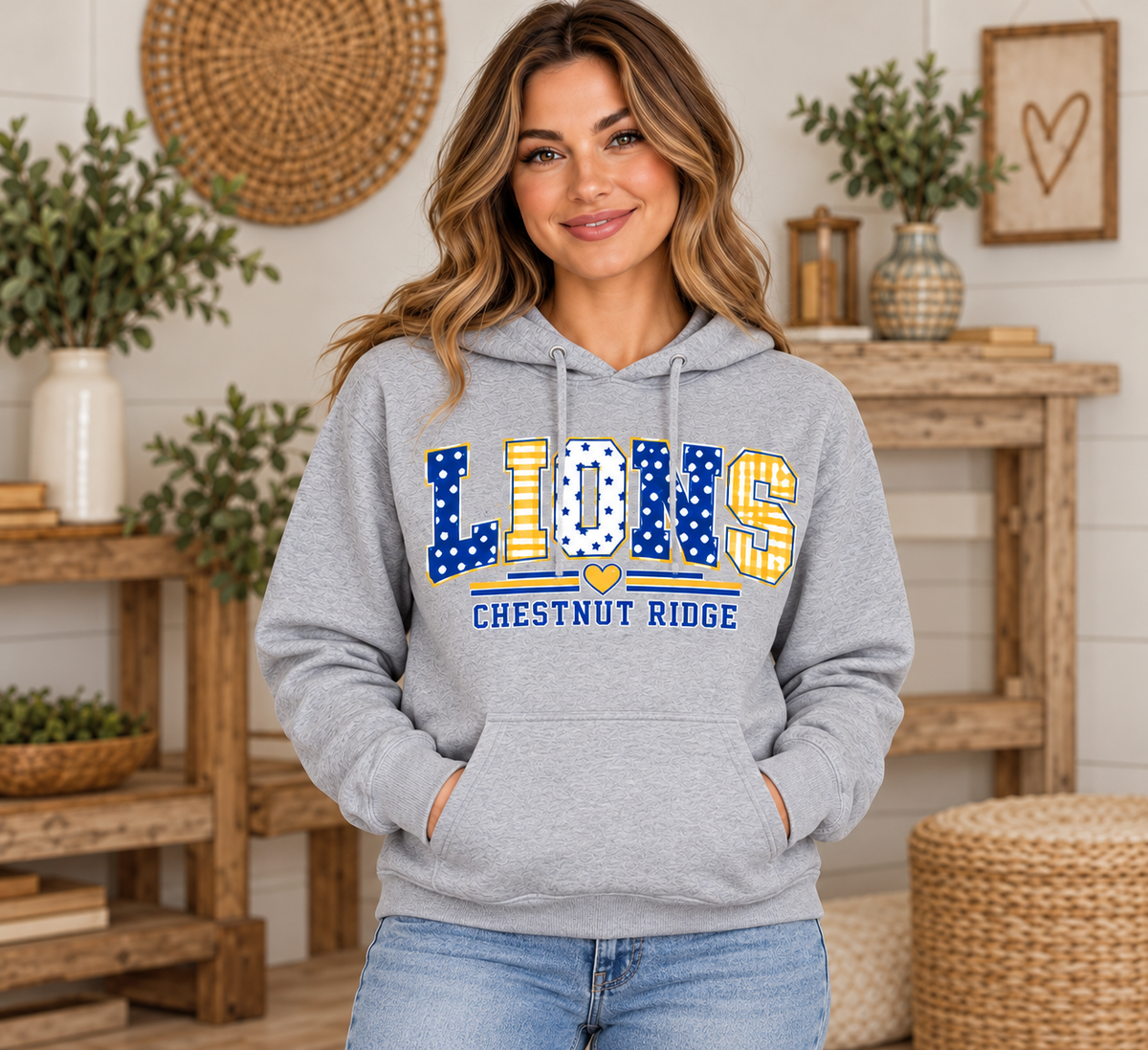 Chestnut Ridge Lions Mixed Pattern Lions Hoodie — Sport Gray