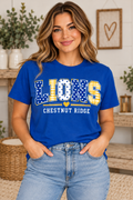 Chestnut Ridge Lions Mixed Pattern Lions T-Shirt — Royal Blue
