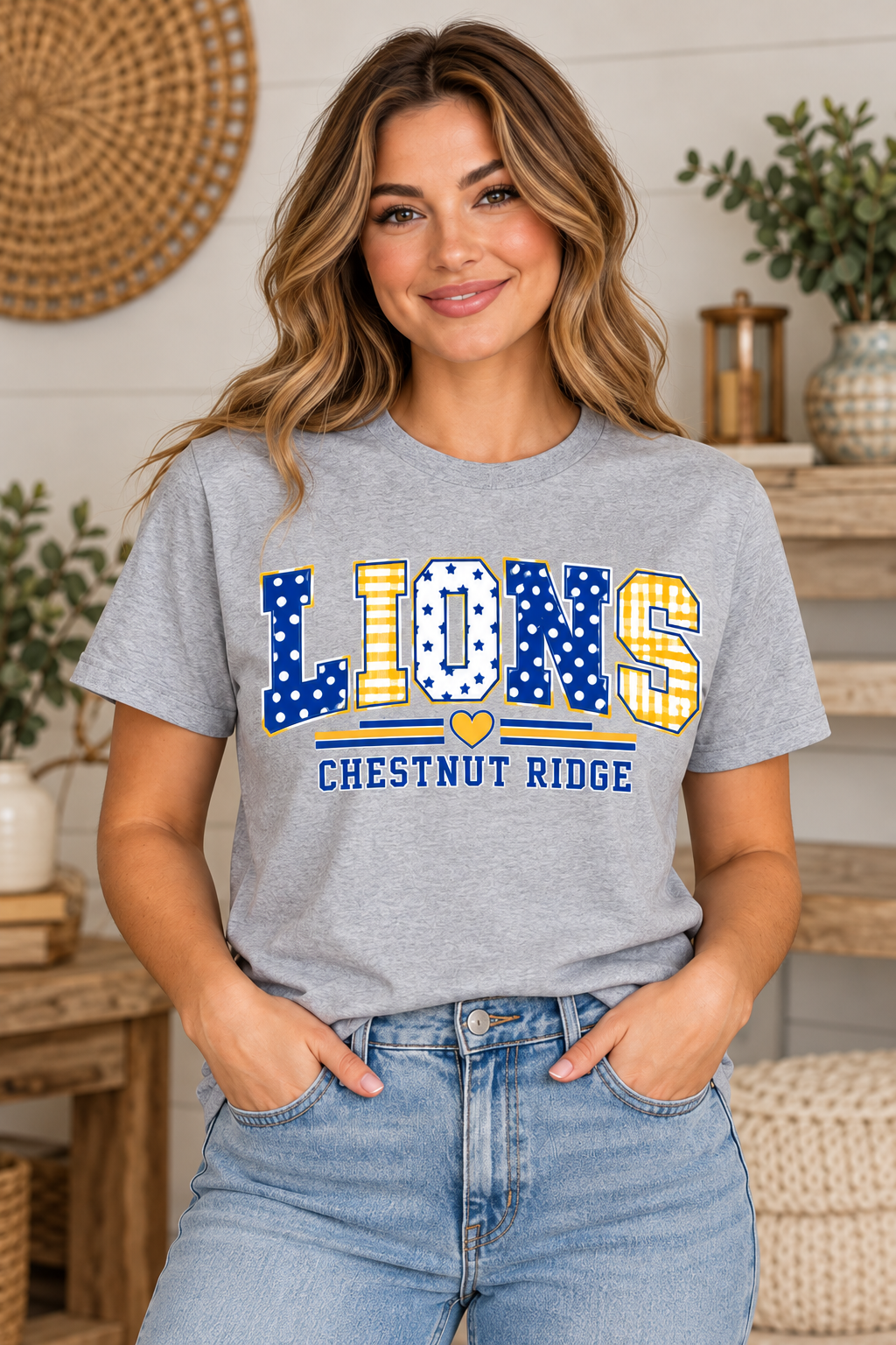 Chestnut Ridge Lions Mixed Pattern Lions T-Shirt — Sport Gray