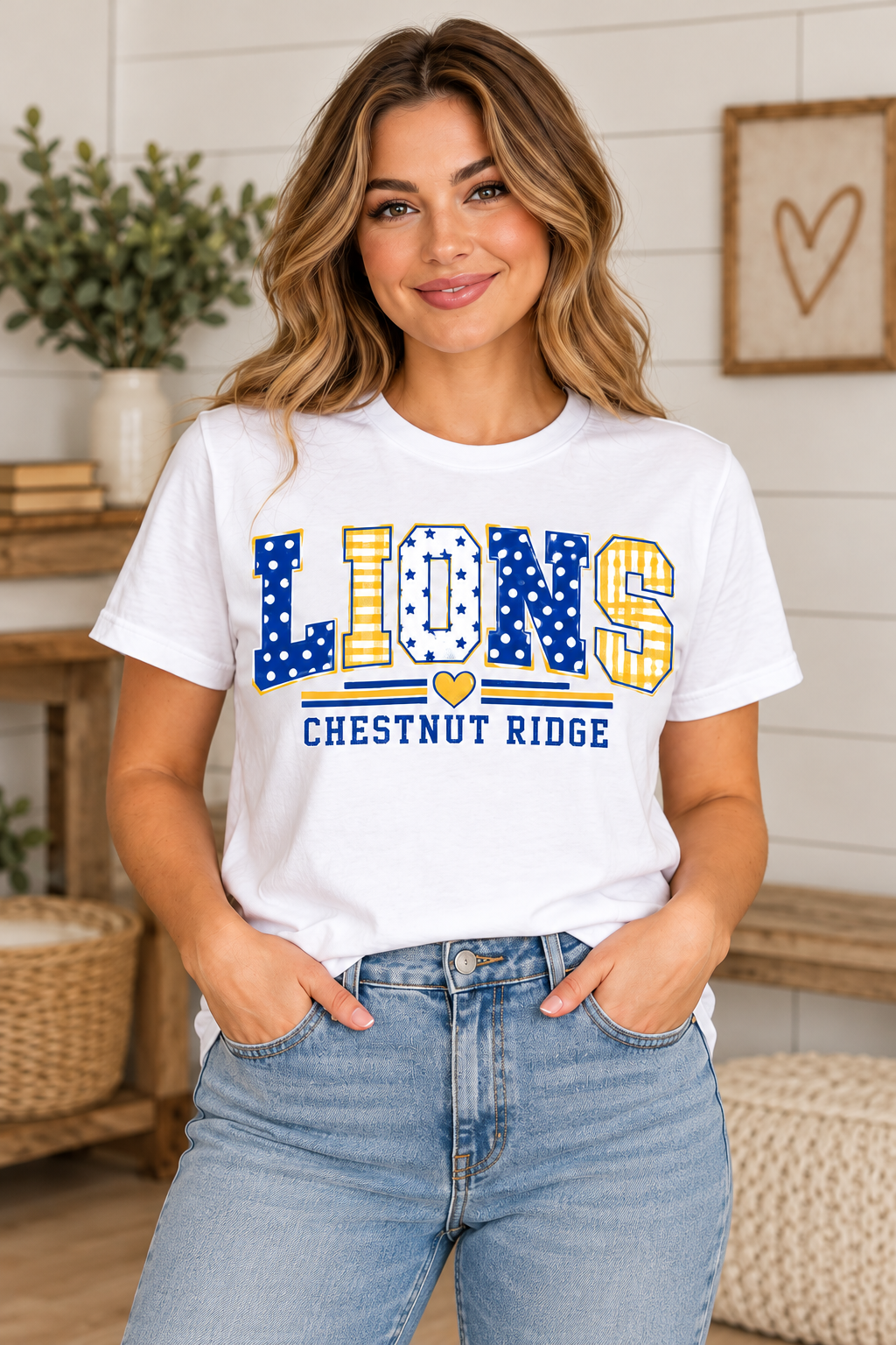 Chestnut Ridge Lions Mixed Pattern Lions T-Shirt — White