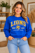 Chestnut Ridge Lions Retro Lion Head Crewneck — Royal Blue
