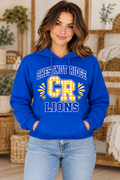 Chestnut Ridge Lions Gingham CR Varsity Hoodie — Royal Blue