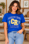 Chestnut Ridge Lions Gingham CR Varsity T-Shirt — Royal Blue
