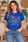 Chestnut Ridge Lions Lions Script Bow T-Shirt — Royal Blue