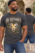 Men’s He Restores T-Shirt – Heather Charcoal