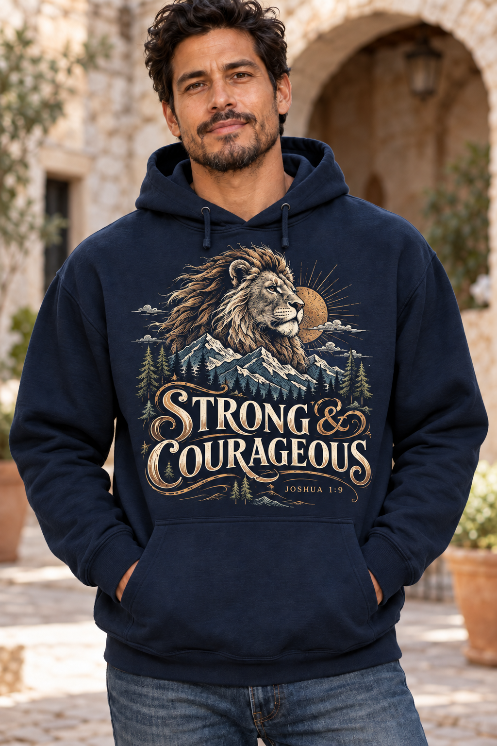 Men’s Strong & Courageous Hoodie – Navy
