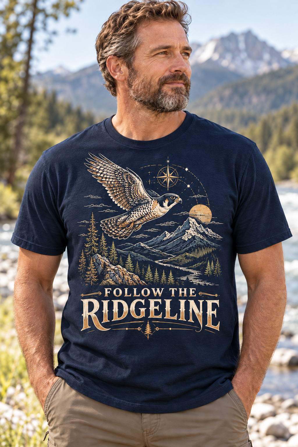 Men’s Follow The Ridgeline T-Shirt – Navy