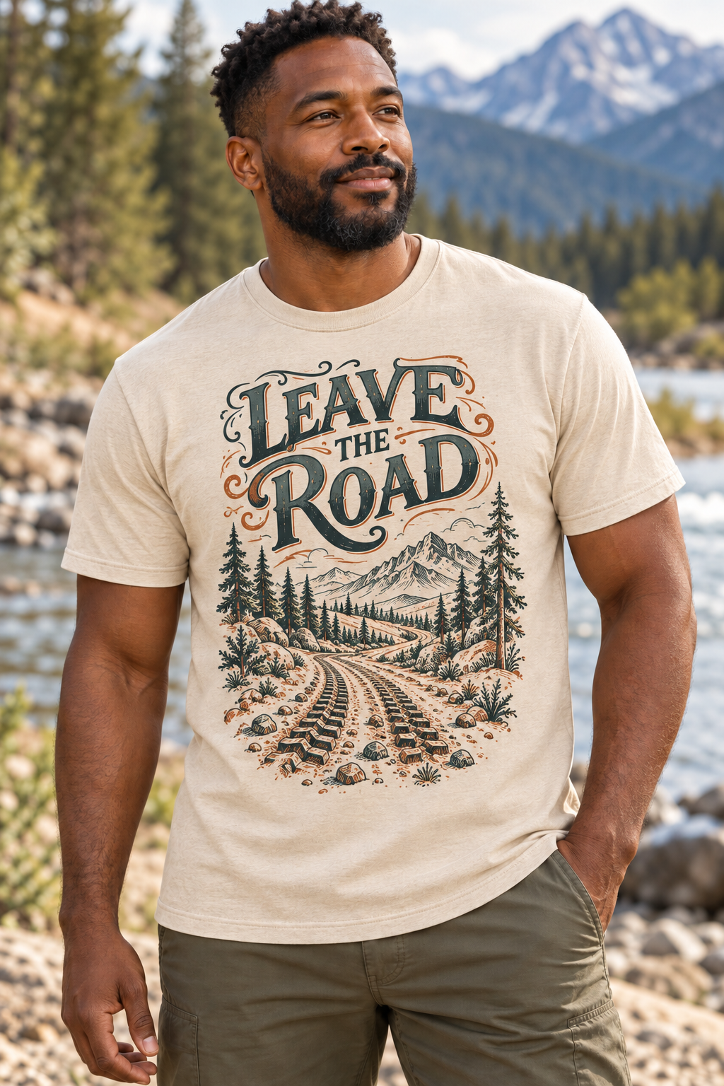 Men’s Leave The Road T-Shirt – Sand