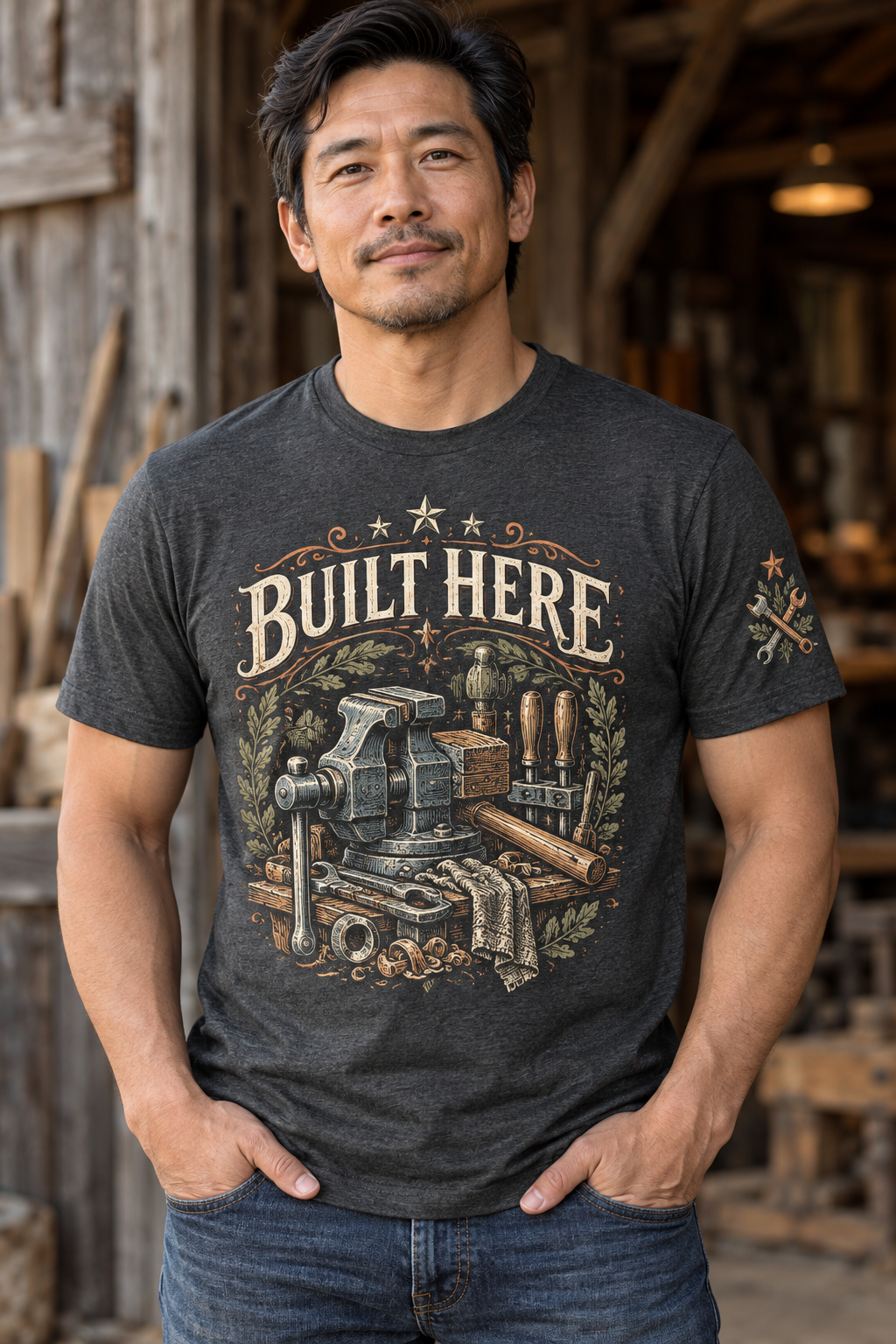 Men’s Built Here T-Shirt – Dark Heather Gray