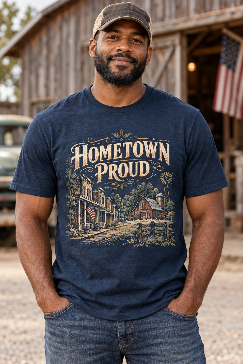 Men’s Hometown Proud T-Shirt – Indigo Blue
