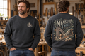 Men’s Measure Twice Crewneck – Dark Heather Gray front and back