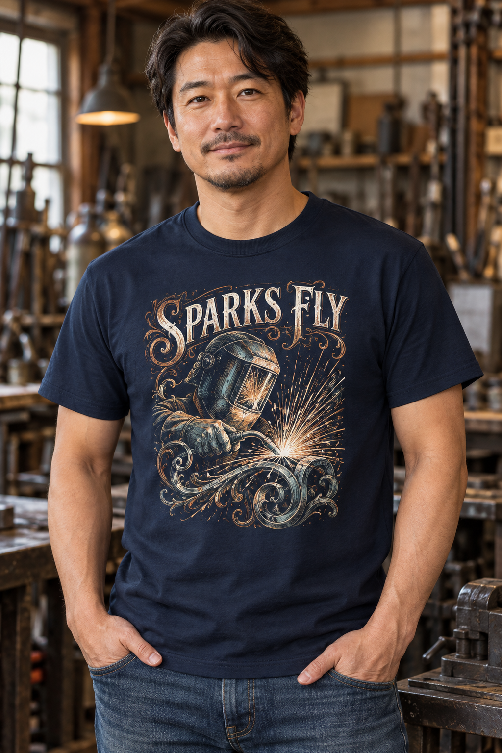 Men’s Sparks Fly T-Shirt – Navy