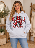 Meyersdale Red Raiders Pattern Bow Hoodie – Sport Gray boutique model mockup