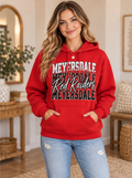 Meyersdale Red Raiders Stacked Lettering Hoodie – Red boutique model mockup