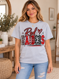 Meyersdale Red Raiders Patchwork Script T-Shirt – Sport Gray boutique model mockup