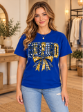 Bedford Patchwork Bow T-Shirt – Royal Blue boutique model mockup