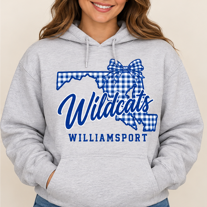 Williamsport Wildcats – Design 6 Maryland Gingham Bow – Hoodie