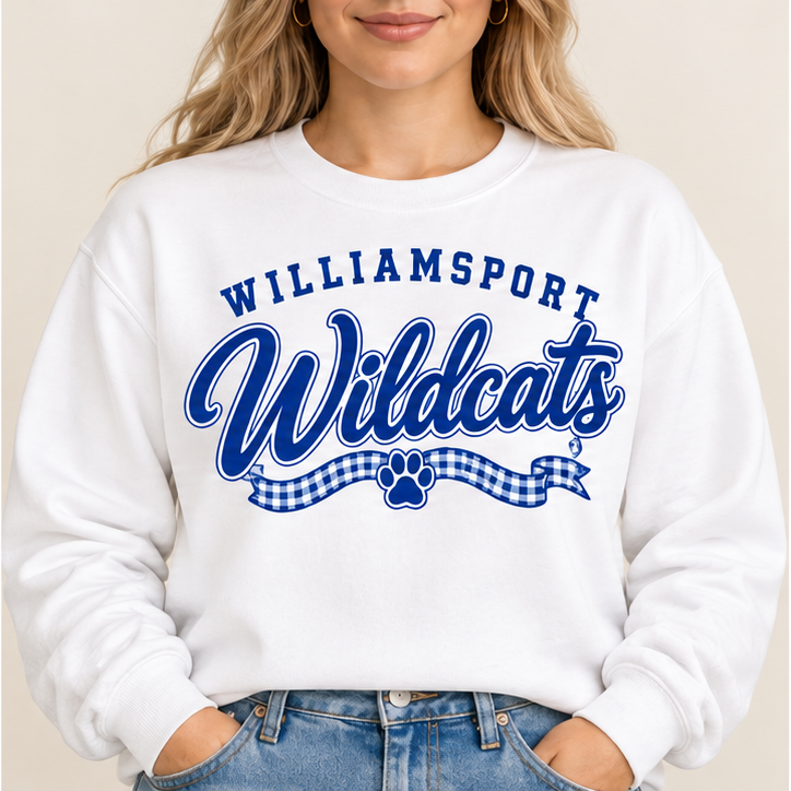 Williamsport Wildcats – Design 7 Wildcats Script Ribbon – Crewneck