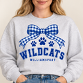 Williamsport Wildcats – Design 9 Gingham Bow Paws – Crewneck