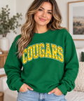 East Hardy Cougars green polka dot crewneck woman mockup