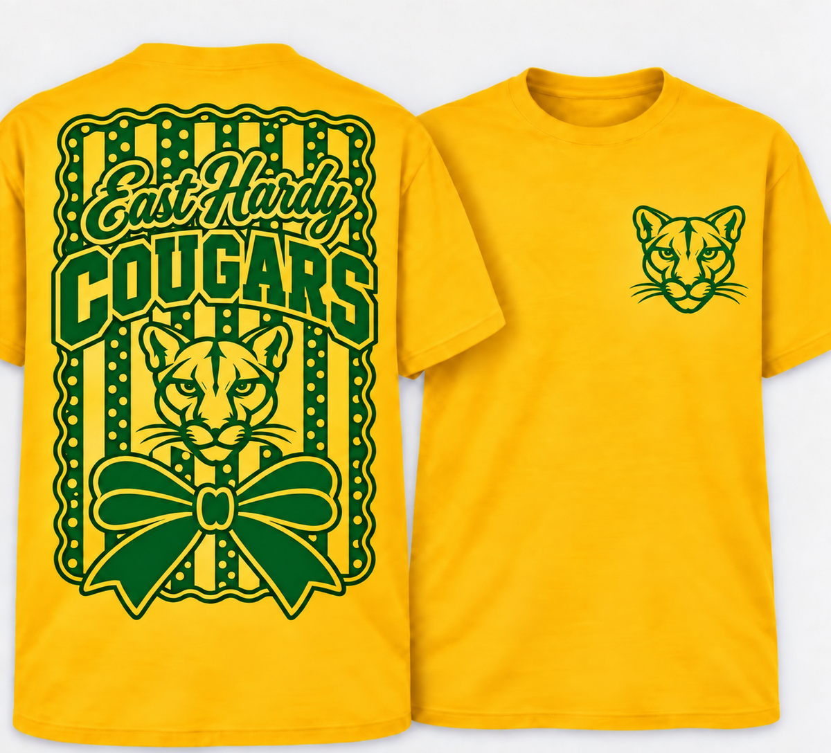 East Hardy Cougars yellow front and back T-shirt