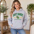 East Hardy Cougars Athletic Hoodie in Sport Gray on woman model
