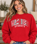 Everett Warriors Patchwork Red Crewneck