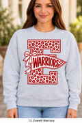 Everett Warriors Cheetah Pennant Bow Sport Gray Crewneck