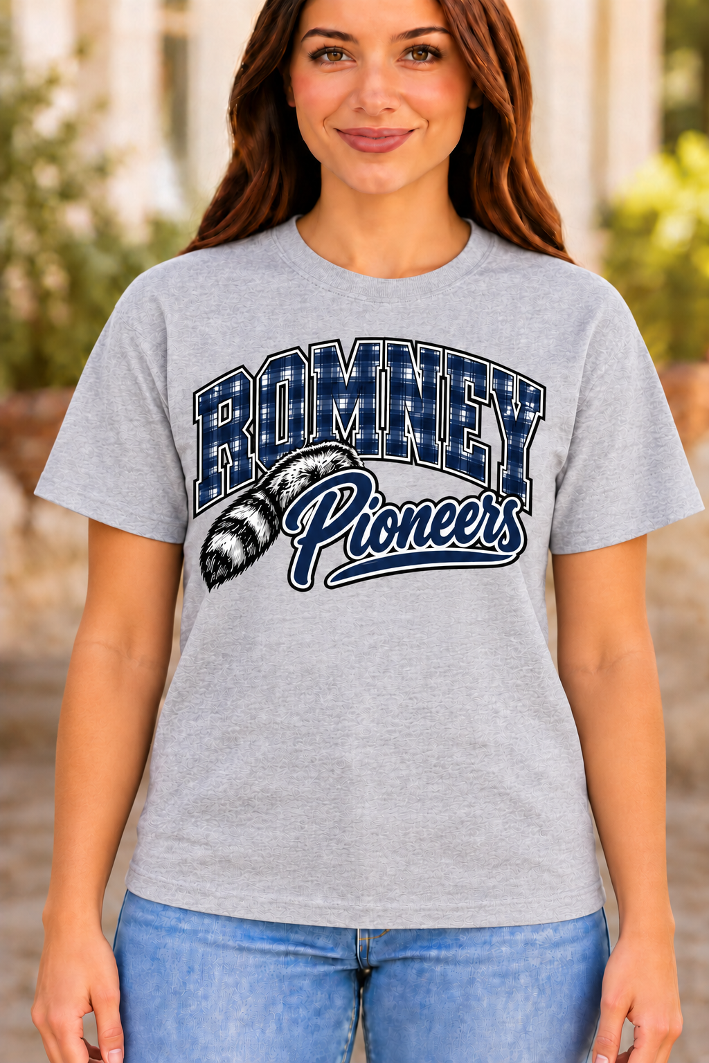 Romney Pioneers Plaid Coonskin Gray T-Shirt