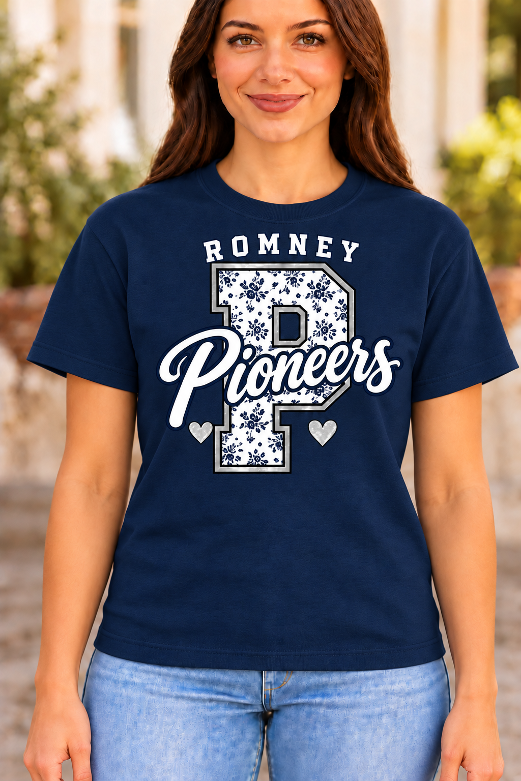 Romney Pioneers Floral P Navy T-Shirt