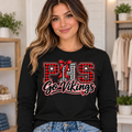 Woman modeling black Petersburg PHS Go Vikings long-sleeve shirt