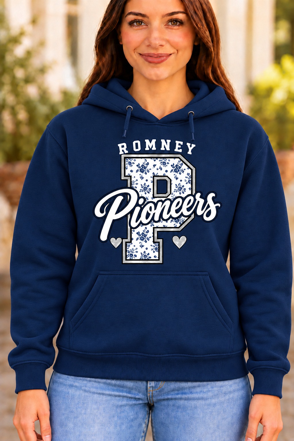 Romney Pioneers Floral P Navy Hoodie