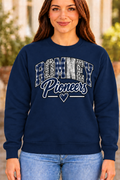 Romney Pioneers Mixed Pattern Heart Navy Crewneck