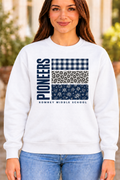 Romney Pioneers Patterned Fabric Collage White Crewneck